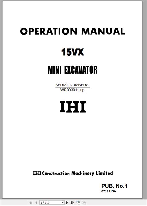 ihi mini 15vxe manual